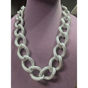 Vintage ERWIN PEARL silver tone chunky solid mesh link Necklace